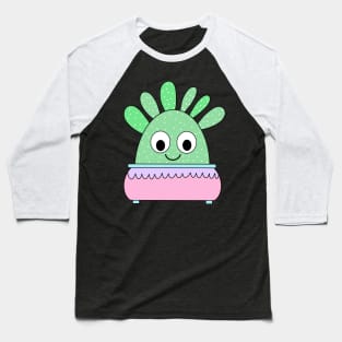 Cute Cactus Design #133: Cute Curious Cactus In Pastel Pot Baseball T-Shirt